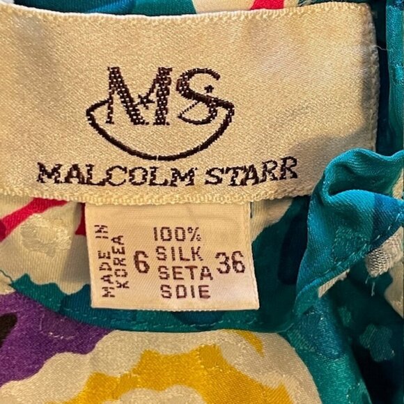 Vintage Malcolm Starr 70s 80s 100% Silk Midi Dress - Picture 10 of 10